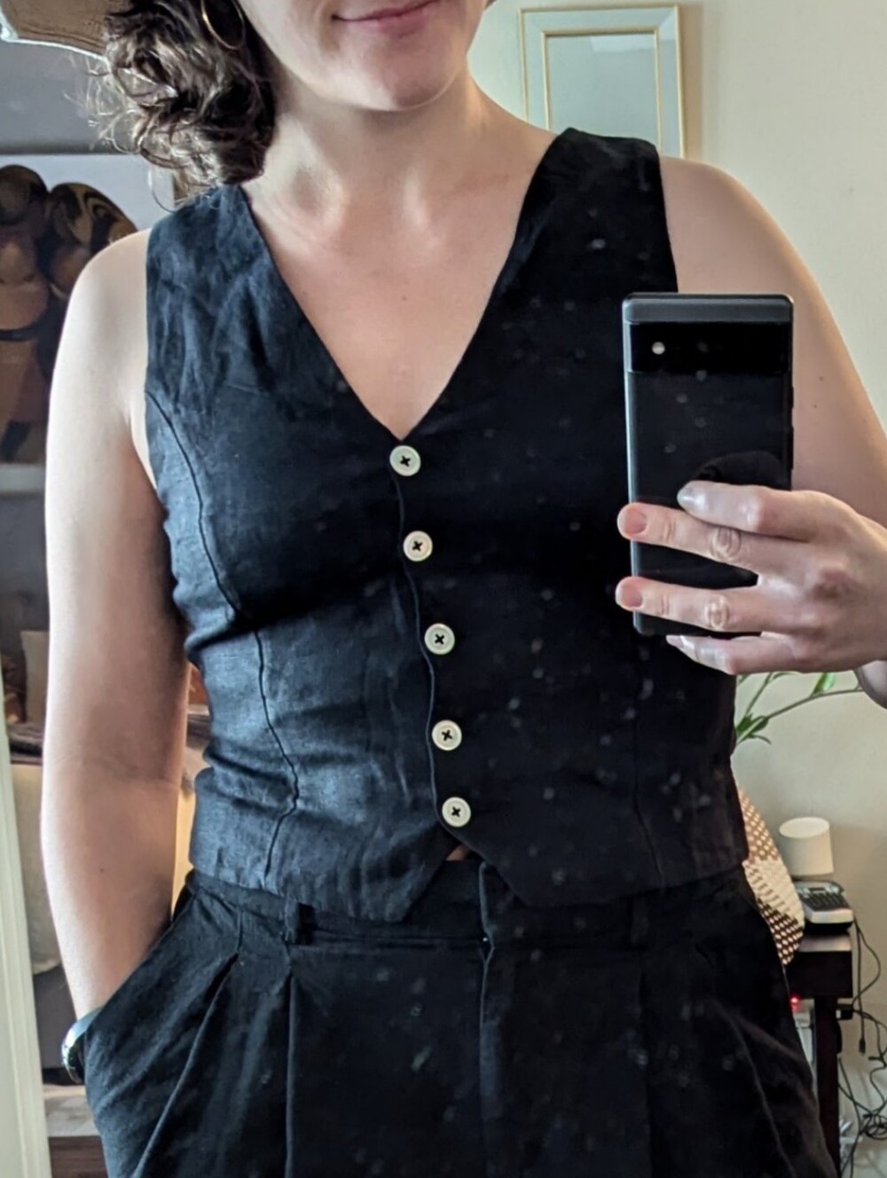 J. Crew Black 100% Linen Vest